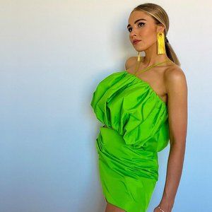 BLOGGER'S FAVE! Zara Limited Edition Draped Green Mini Skirt Sz M NWT